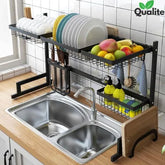 Over Sink Dish Rack – Aluminium Kitchen Shelf with Utensil Holder & Drainer